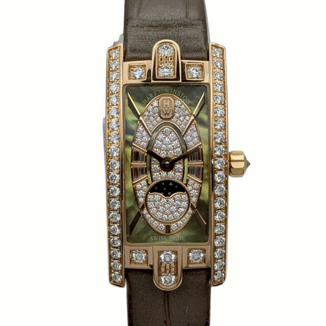 HARRY WINSTON ハリー・ウィンストン アベニューC ミニ ムーンフェイズ 18Kローズゴールド AVCQMP16RR004 LCE_0000003130225【中古】【時計】【佐川急便で発送】