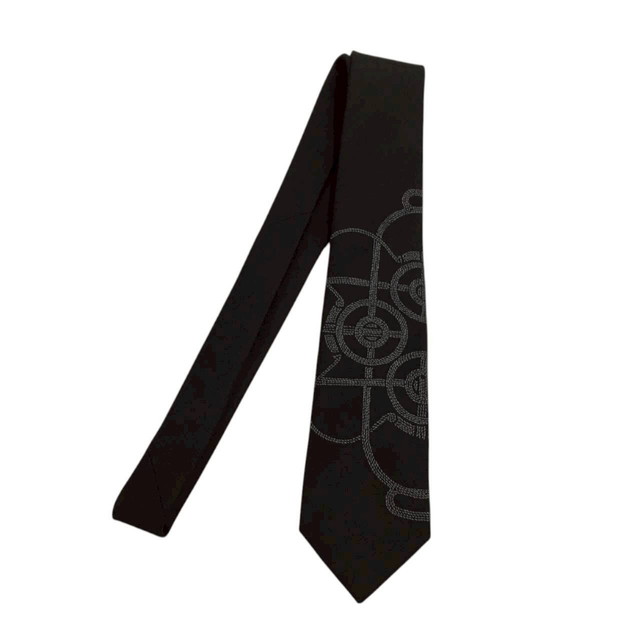 HERMES エルメス シルクネクタイ 7cm ”エプロン・ドール” ブラック/グレー シルク100％ H331599T 01【LCE_0000013021225】【新品】