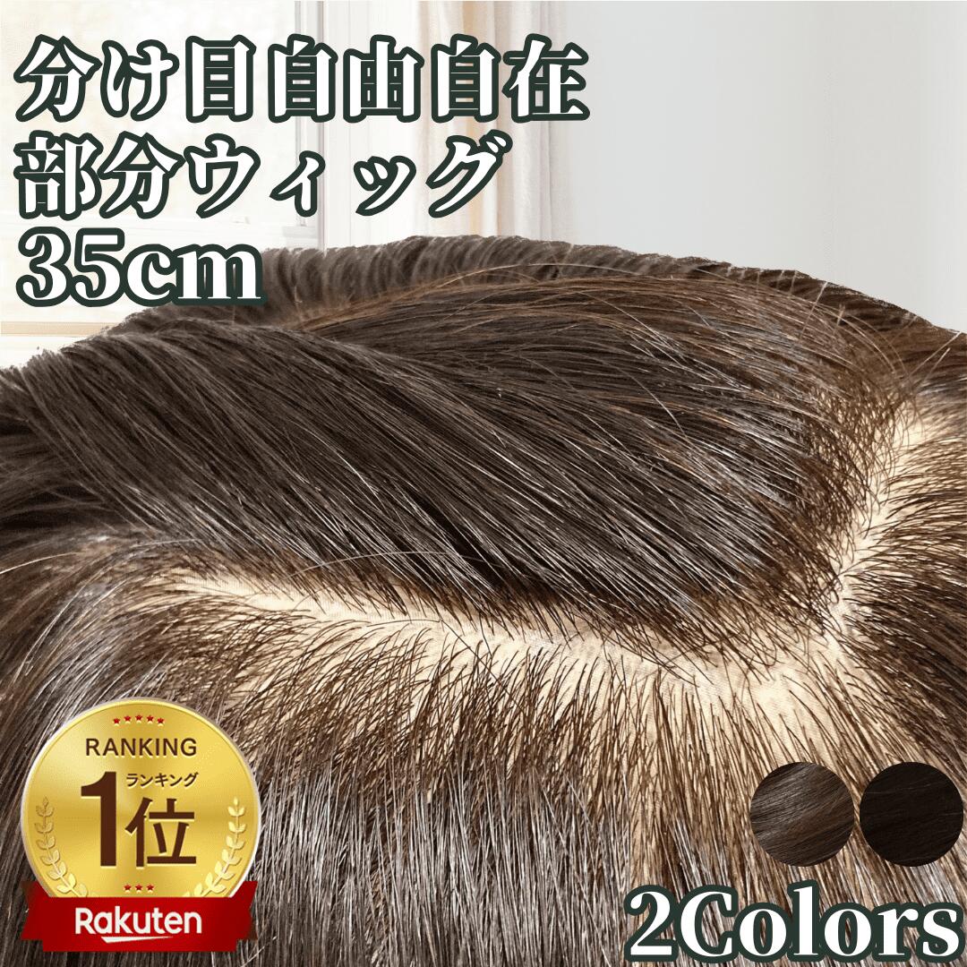 【1/25-POINT5倍＆クーポン】 部分ウィッグ ヘアピース かつら 女性 レディース 人毛100% ストレート 分け目 シルク ウィッグ セミロング 医療用 つむじ 頭頂部 カツラ トップピース うぃっぐ ブラウン ブラック wig 医療用【必需品5点セット】 艶髪美人セミロング premium