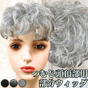 白髪ウィッグ 白髪かつら 部分ウィッグ ヘアピース ポイントウィッグ 白髪 グレイヘア トップウィッグ トップカバー ポイントピース 増毛かつら 女性 レディース 人工毛 ウィッグ 医療 つむじ 頭頂部 ワンタッチ トップピース パーマ カール