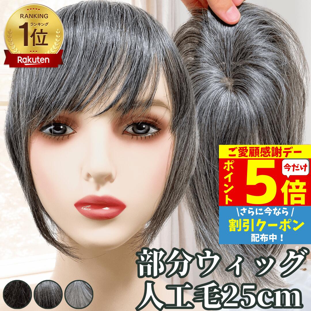 【11/18限定 全品ポイント5倍】 白髪ウィッグ 白髪かつら 部分ウィッグ ヘアピース ポイントウィッグ 白髪 グレイヘア トップウィッグ トップカバー ポイントピース 増毛かつら 女性 レディース 人工毛 ウィッグ 医療用 つむじ 頭頂部 ワンタッチ トップピース ストレート