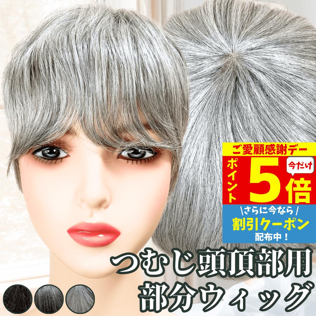 【11/18限定 全品ポイント5倍】 白髪ウィッグ 白髪かつら 部分ウィッグ ヘアピース ポイントウィッグ 白髪 男性用 グレイヘア トップウィッグ トップカバー ポイントピース 増毛かつら 女性 レディース 人工毛 ウィッグ 医療用 つむじ 頭頂部 ワンタッチ トップピース 部分