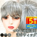 【P5倍&クーポン マラソン限定】 白髪ウィッグ 白髪かつら 部分ウィッグ ヘアピース ポイントウィッグ 白髪 男性用 グレイヘア トップウィッグ トップカバー...
