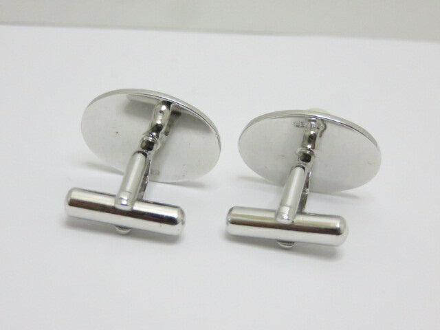 【中古品】 ノンブランド シルバー 1Pパール カフリンクス カフスボタン スウィヴル式 〇YR-11713〇