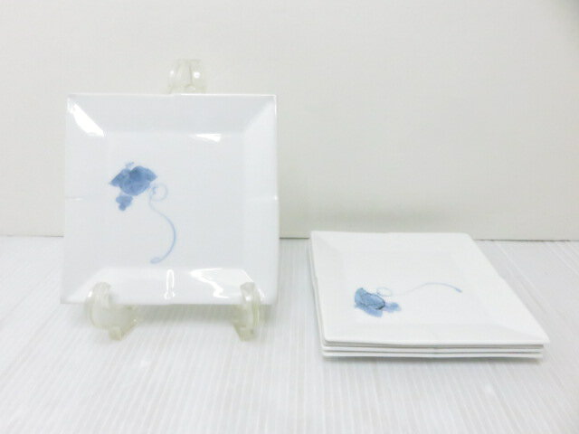 Rakuten - 【未使用展示品】 天草 高浜焼 角銘々皿 5枚揃 ○YR-13502○