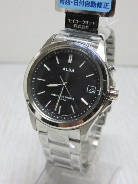 【中古未使用品】 セイコー SEIKO アルバ ALBA メンズウォッチ 7B52-0AT0 ソーラー電波 〇YR-14841〇