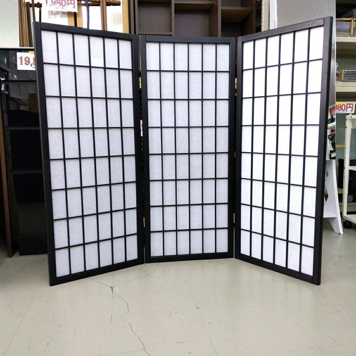 【未使用品】ミヤグチ企販　衝立 パーテーション 和風 3連 間仕切り 障子風〇YR-51885〇