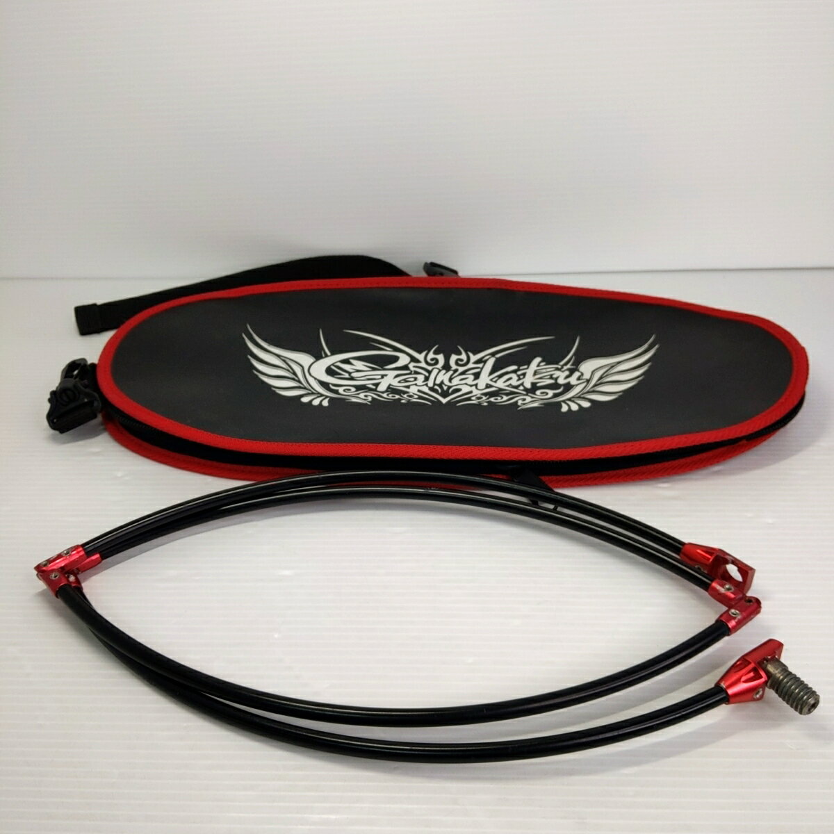 【中古品】がまかつ　たも枠14　四折り 口径50cm 収納ポーチ付き 〇YR-52421〇