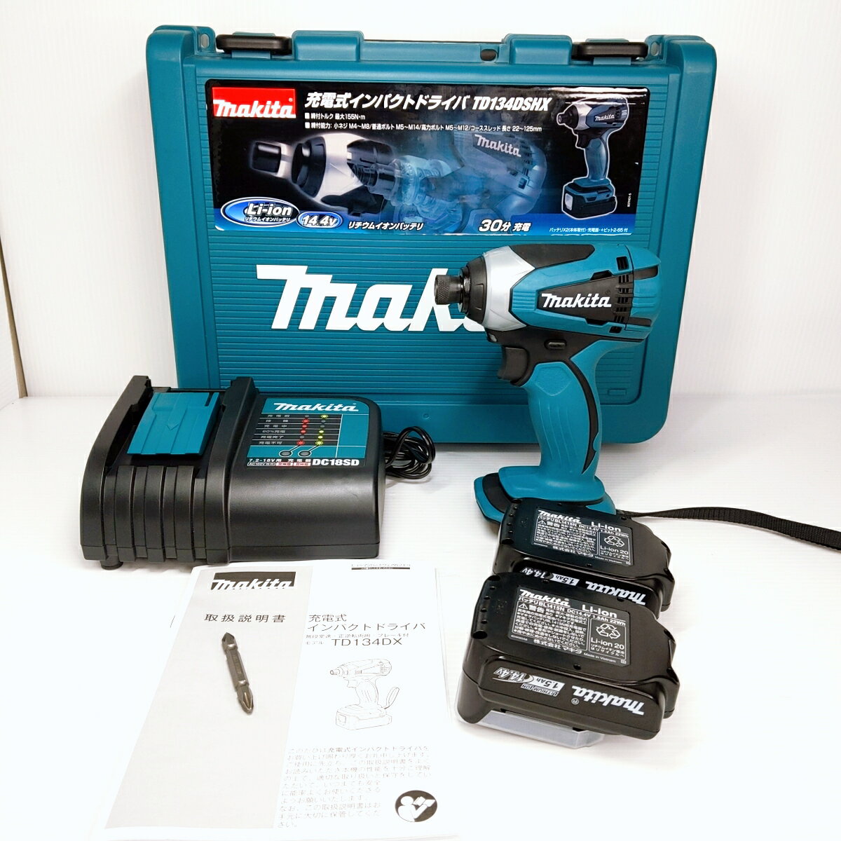 【中古品】マキタ 充電式インパクトドライバ バッテリ×充電器セット TD134DSHX〇YR-52904〇