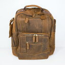 【中古品】メンズ 大容量 レザーリュックサック 褐色〇YR-52984〇