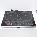 【中古品】山善 IHクッキングヒーター 2口IHコンロ 1400W 脚無し ブラック 2018年製 IHW-S1460G〇YR-53212〇
