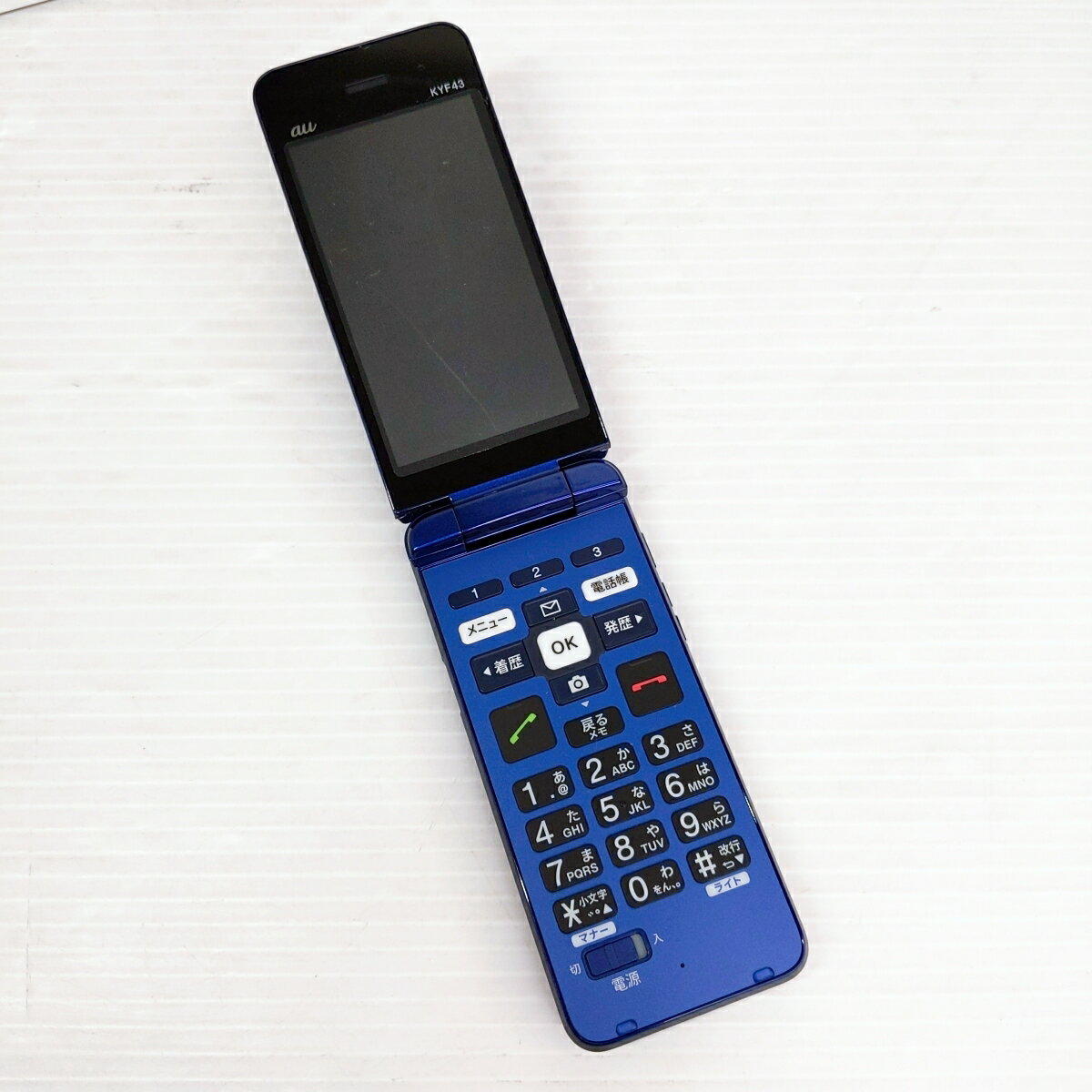 【中古品】au かんたんケータイ ライト KYF43 ロイヤルブルー ○YR-53713○