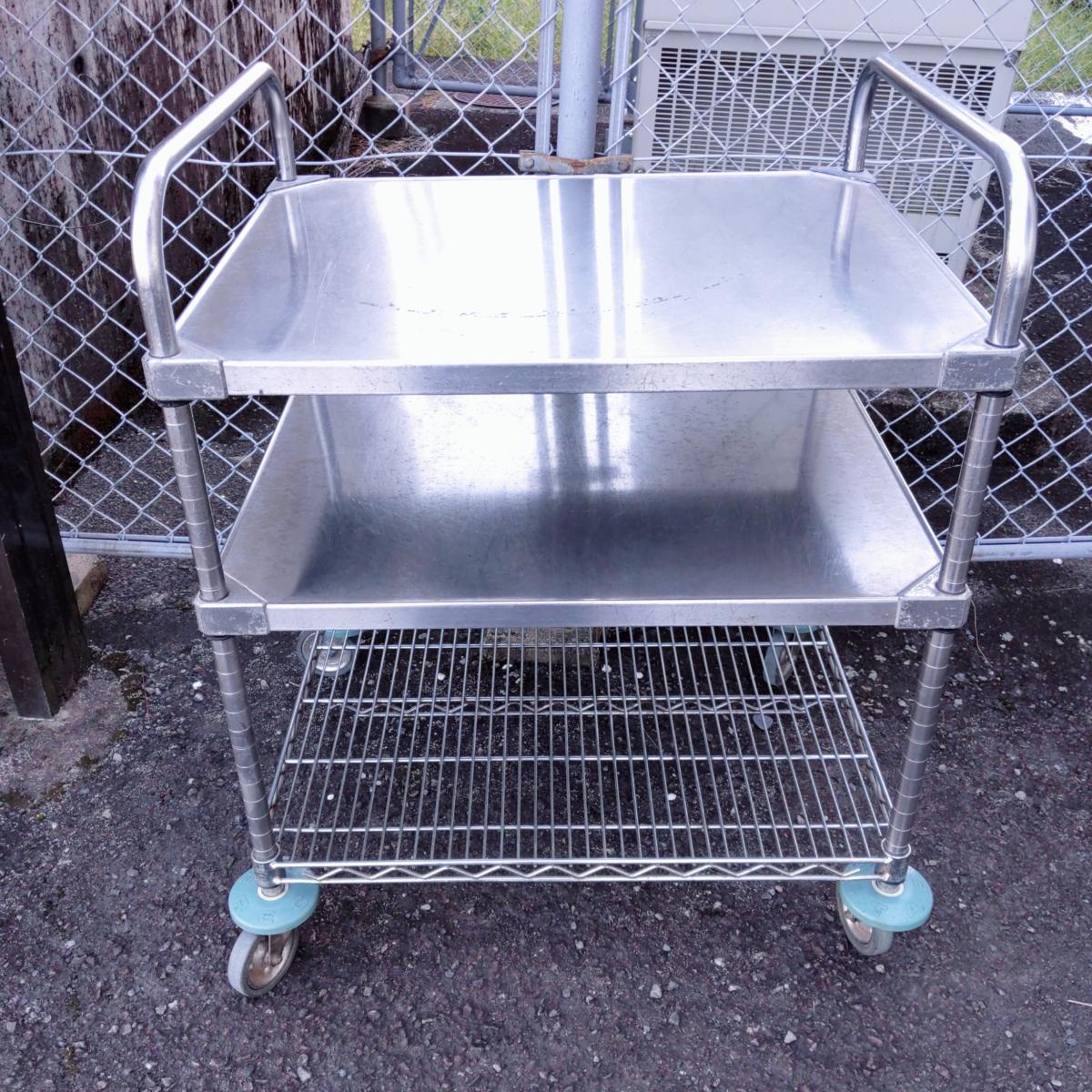 【中古品】エレクター UTTカート ステンレスワゴン 3段〇YR-54157〇