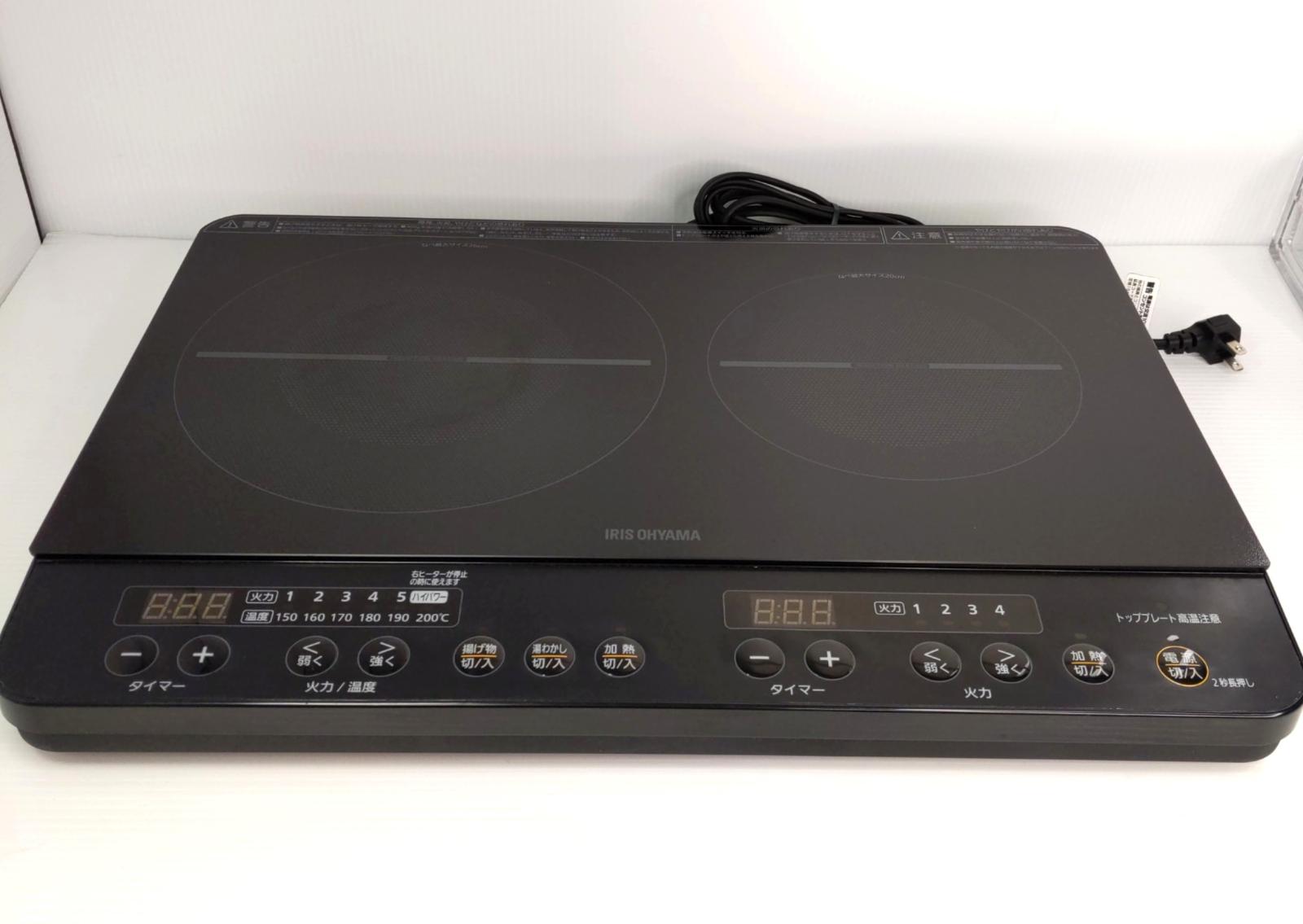 【中古品】アイリスオーヤマ 2口IHクッキングヒーター 2022年製 IHK-W13S〇YR-54537〇