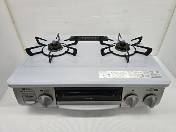 【中古品】 リンナイ Rinnai ガスコンロ LPガス(プロパンガス) 左強火力 水無片面焼グリル KG35NGR 2024年製 スカイグレー 〇YR-19881〇