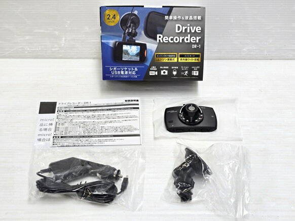 【中古未使用品】 エール 簡単操作＆液晶搭載 ドライブレコーダー DR-1 2.4インチ 上書き常時録画 ナイトモード モーションセンサー ○YR-20072○