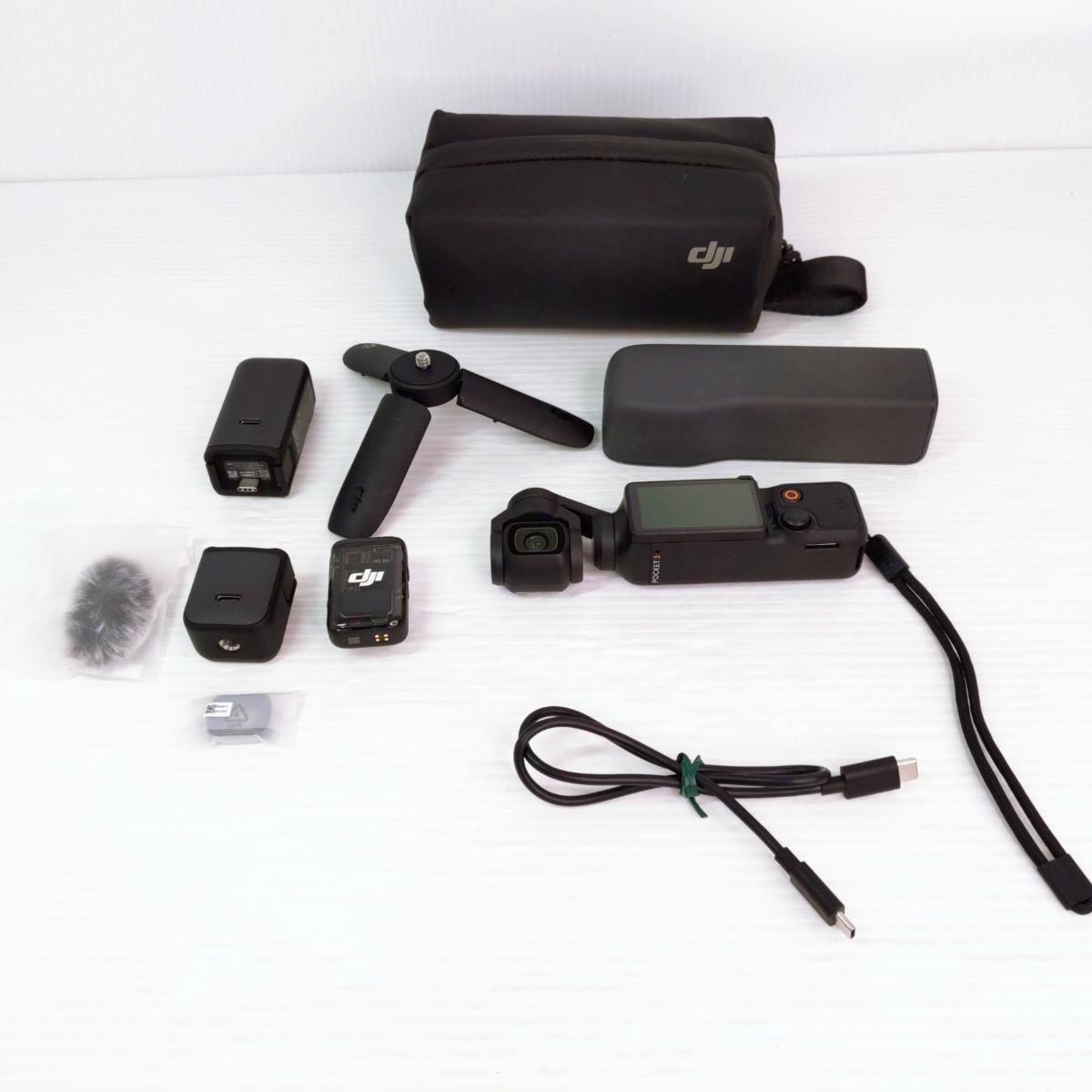 【中古品】DJI Osmo Pocket 3 オズモポケット3 クリエイターコンボ〇YR-55572〇の出品です。 こちらの商品は、中古品です。 ※動作確認済み ※商品内容は掲載画像に写っている物が全てです。 本体は、目立つほどの大きなキズや汚れも少なくキレイな状態です。 詳しくは画像にてご確認ください。 ※撮影環境の影響により実際の商品と色合いが多少異なる場合がございます。 　あらかじめご了承ください。 ※お買取り商品・店頭保管の為、細部にまで拘る方はご入札をお控えください。 ※お値引きについては基本的にお断りさせていただいております。 　お値引きのお問い合わせいただきましても、ご返答できかねます。 ■メーカー：DJI ■品名：オズモポケット3 ■商品の詳細はメーカーHPにてご確認ください。 ■ジャンク品、現状品とタイトルに記載がある商品に関しては、 　いかなる理由がありましてもノークレームノーリターンでお願い致します。 ■発送方法 : クロネコヤマト宅急便元払い ■可能な限り即日出荷させていただきますが、 定休日の際は、ご注文後、出荷までに1～2日程度頂く場合がございます。 ※当店では自然環境に配慮しまして商品の簡易包装を行っております。 　また、商品発送の際に納品書を同封しております。 　領収書の発行は出来ませんので、あらかじめご了承ください。　