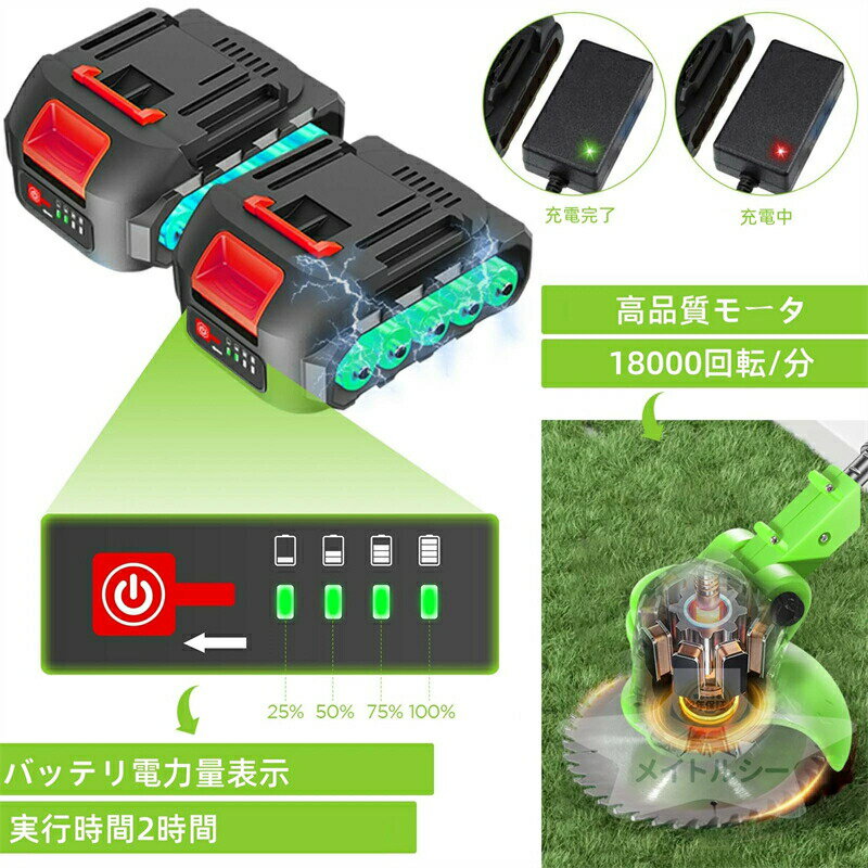 SALE！【一年保証】【2026新登場】充電式草刈機 草刈り機 コードレス 伸縮 角度調...