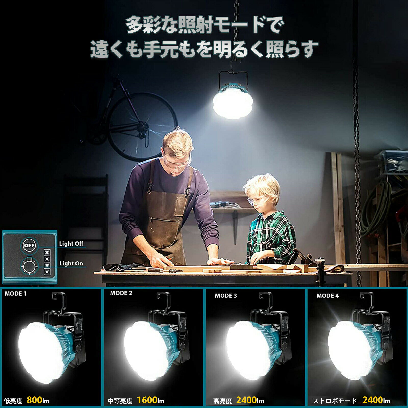 【大人気】LEDワークライト純正マキタ14.4v/18vバッテリ対応クリップオンマキタラ...