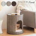 猫ちぐら Pienet(ピエネ) ラタン キャットハウス ペット用品 ねこ サイドテーブル ガラステーブル ペットハウス キャットラック 猫用ちぐら 猫グッズ ...