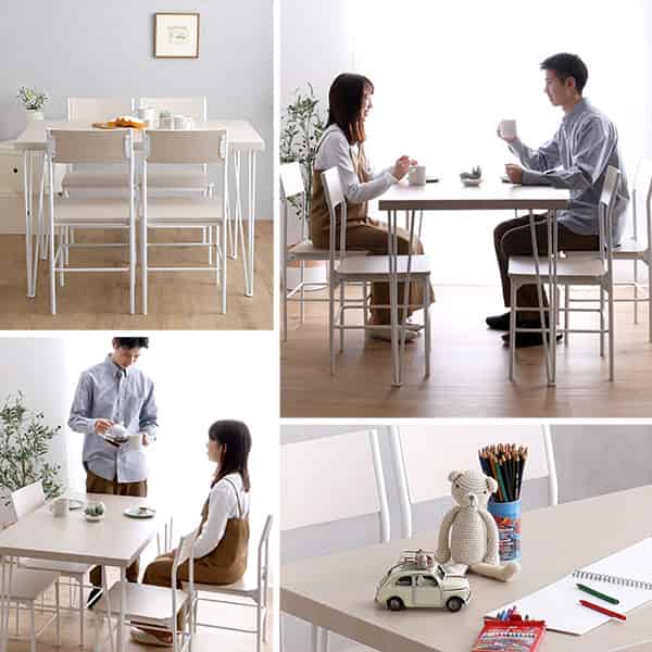 さわやかな背もたれ付きオシャレダイニング5点セット [3]