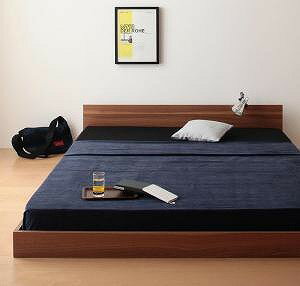 ずっと使える・将来分割出来る・シンプルデザイン大型フロアベッド スタンダードポケットコイルマットレス付き セミシングル 組立設置付
