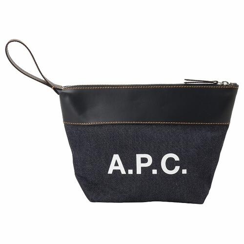 アーペーセー A.P.C. CODDP M63526 IAK DARK NAVY APC アクセル デニム×レザー ハンドポーチ クラッチバッグ 小物入れ ダークネイビー レディース メンズ ユニセックス TROUSSE AXELLE