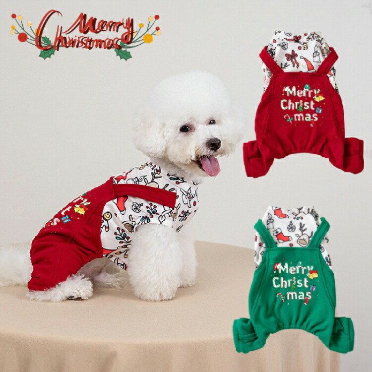 クリスマス ペット服 オーバーオール 猫服 犬服 クリスマス衣装 犬の服 小型犬 ペットウェア クリスマ..
