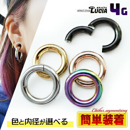 本日P2倍 調整済 簡単装着 4G カラー ボディピアス フープ ピアス クリッカーセグメント リング 金属ア..