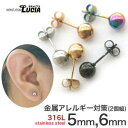 【本日P2倍!即日出荷】【2個ペア】ピアス 金属アレルギー 丸玉 ボールピアス 5mm 6mm サージカルステンレス 金属アレルギー対応 316L 高品質 ステ...