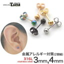 【本日P2倍!即日出荷】【2個ペア】ピアス 金属アレルギー 丸玉 ボールピアス 3mm 4mm サージカルステンレス 金属アレルギー対応 316L 高品質 ステ...