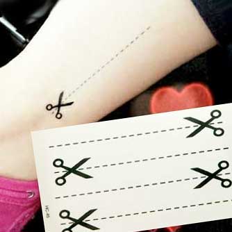 【本日P2倍！即日出荷】タトゥーシール キリトリ線 ハサミ フェイクタトゥー タトゥーステッカー ハロウィン フェイクアート