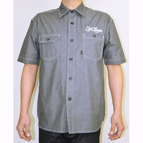 SHORT TOP CHAMBRAY TWILL SHIRTS【OG CLASSIX】【オージークラシックス】【半袖ボタンシャツ】【シャンブレーシャツ】【ツイル】【刺繍】【あす楽】