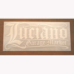 楽天LUCIANO GARAGE【Luciano Garage Market】LGM OLD-E STICKER 【ルチアーノガレージマーケット】【ステッカー】【シール】【オールドイングリッシュ】【ホワイト】【ブラック】