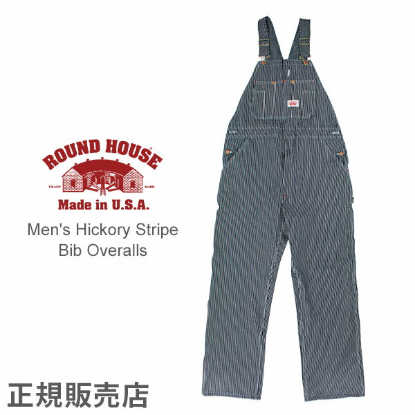 [全品送料無料] ラウンドハウス Round House ＃45 デニム オーバーオール ヒッコリー ストライプ メンズ Men Hickory Stripe Bib Overalls ビブ あす楽