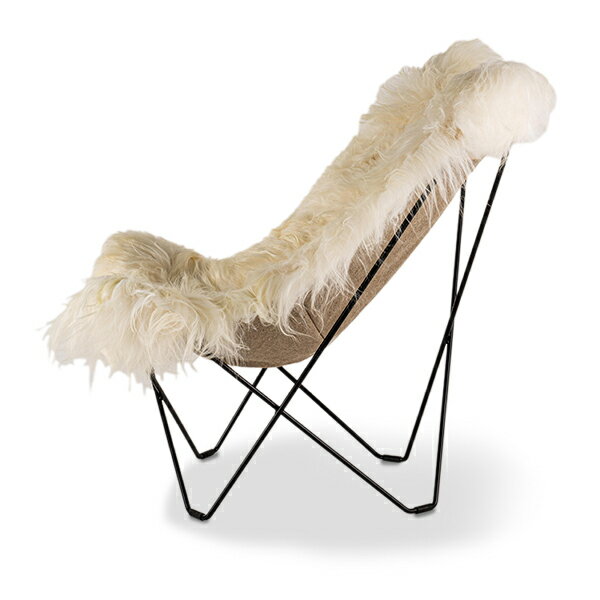 [全品送料無料] クエロ Cuero BKFチェア 椅子 バタフライチェア Iceland Mariposa アイスランド マリポサ シープスキン ロング 北欧 おしゃれ イス チェア ファー ふわふわ ムートン ホワイト White 1120901 Wild White/Black frame [3]