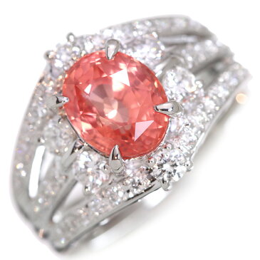 パパラチヤサファイヤ リング/指輪 (パパラチャサファイア) プラチナ PT900 感動を覚える上質さ 豪華デザインにうっとり 鑑別書付【動画】/橙(オレンジ)/匠コレクション・新品/届5/