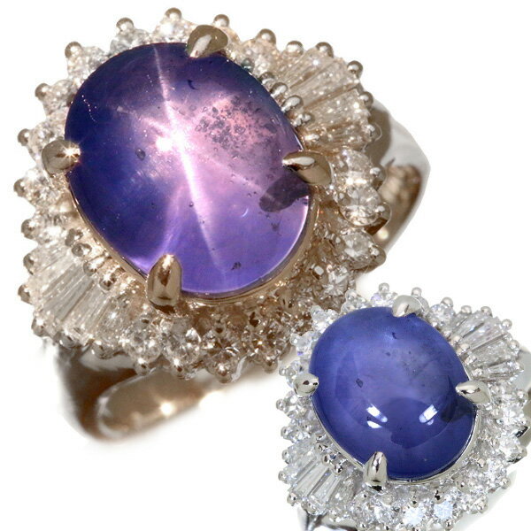 スターサファイヤ リング/指輪 8.80カラット プラチナ900 PT900 ダイヤモンド取り巻き 稀少 鑑別書付 /青(ブルー)/セレクションジュエリー・新品/届10/1点もの