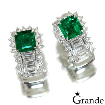 エメラルド イヤリング 1.90カラット プラチナ900 PT900 貫禄溢れる大粒 豪華ダイヤも1.25ct /緑(グリーン)/セレクトジュエリー・新品/届10/ラックジュエル luckjewel/