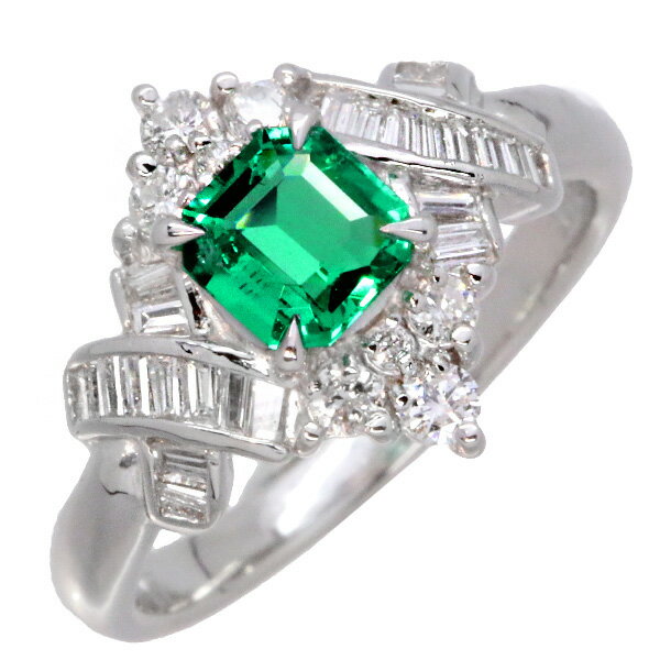 エメラルド リング/指輪 0.490カラット プラチナ900 PT900 上質のグリーン 上質ダイヤ 鑑別書付 /緑(グリーン)/アウトレット・新品/届10/1点もの