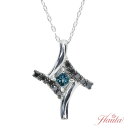 ブルーダイヤモンド(トリーテッド) ネックレス 0.150カラット 18金ホワイトゴールド K18WG クロスデザイン 濃厚ブルーカラー /青(ブルー)/セレクトブランド・新品/届10/1点もの