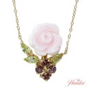 コンクシェル ネックレス 18金イエローゴールド K18 薔薇 ブーケのよう /桃(ピンク)/セレクトブランド・新品/届10/ラックジュエル luckjewel/1点もの