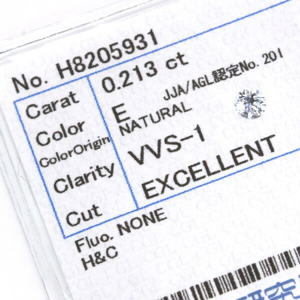 ◆只今、価格交渉受付中!◆ダイヤモンド 0.213カラット ルース loose E VVS1 EXCELLENT H&C ソーティング付 /白・透明(ホワイト)/ダイヤモンドルース/リフォーム エンゲージ 空枠/ラックジュエル luckjewel/