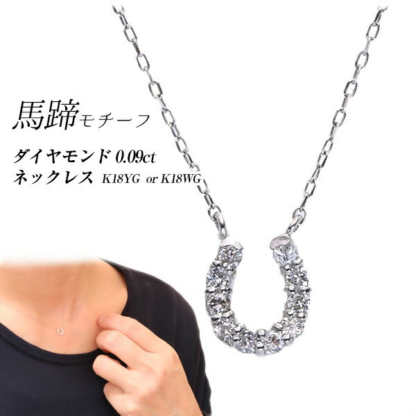 【当店限定価格】【在庫限り】ダイヤモンド0.090カラット ネックレス PT素材限定 両釣りタイプ 馬蹄・..
