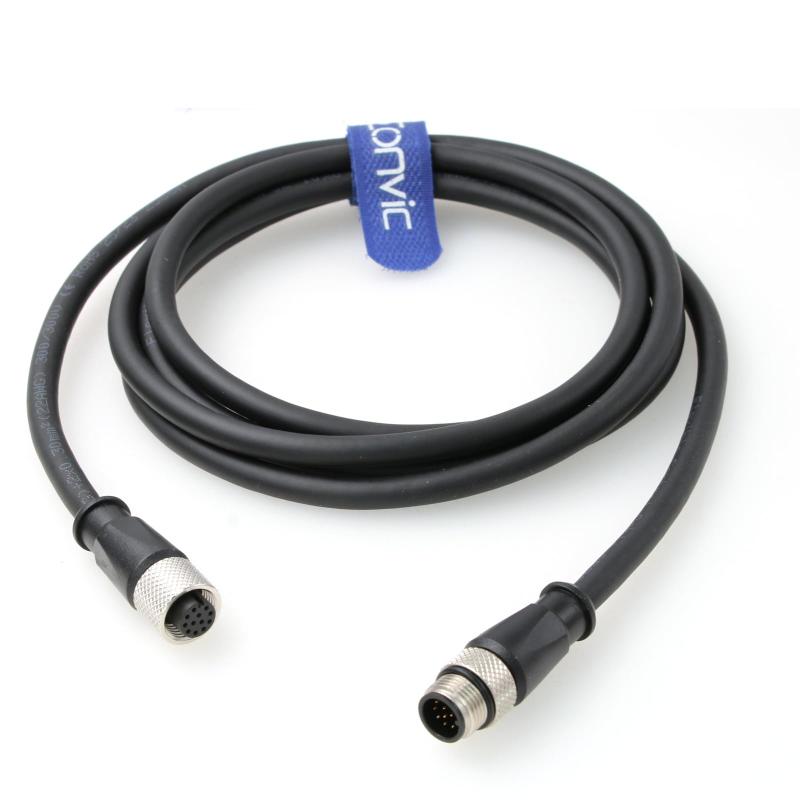 Eonvic M12 A コード 12 ピン オス - メス ストレート成形イーサネット ケーブル コネクタ