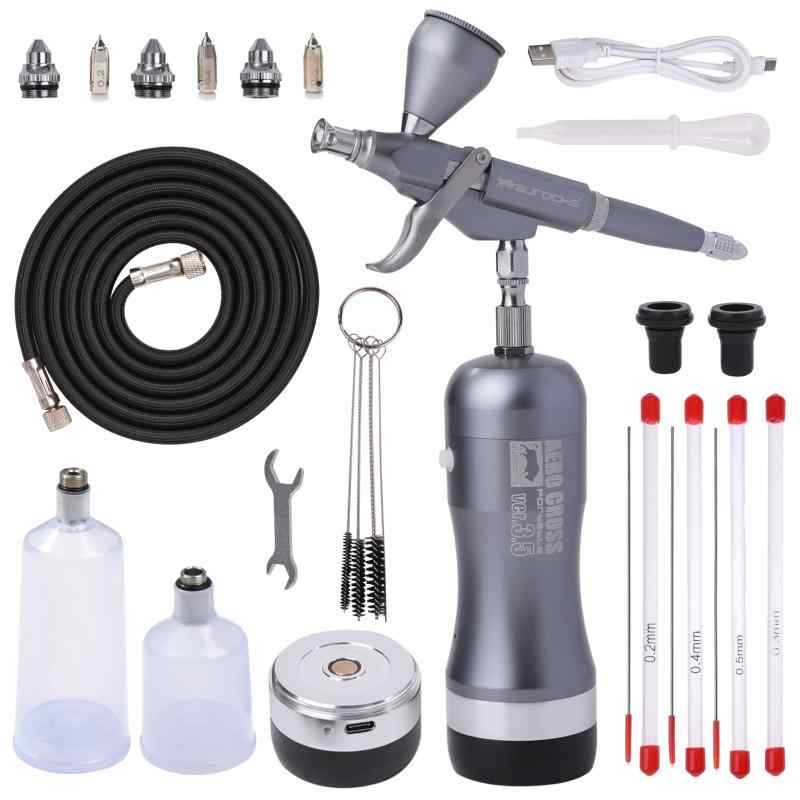 【家電批評 充電式エアブラシ部門 BEST BUY受賞】aurochs 充電式 エアブラシ エアロクロス コードレス ver.3.5 ダブルアクション ハンドピース コンプレッサー 口径 0.2mm 0.3mm 0.4mm 0.5mm セット USB t