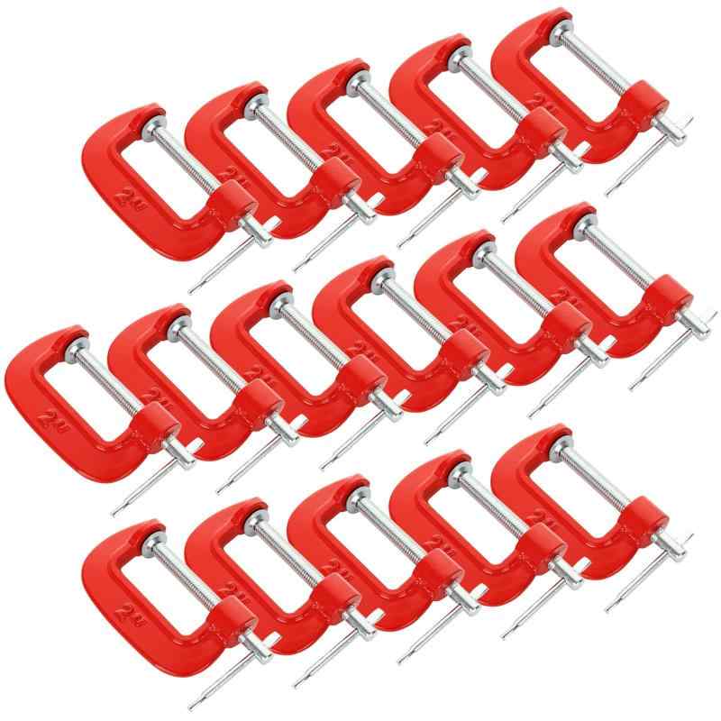 RILIHII Cクランプ 16個入れ C型クランプ 木工 深型 固定 2インチ最大開口約50mm G型クランプ 万力 ボ..