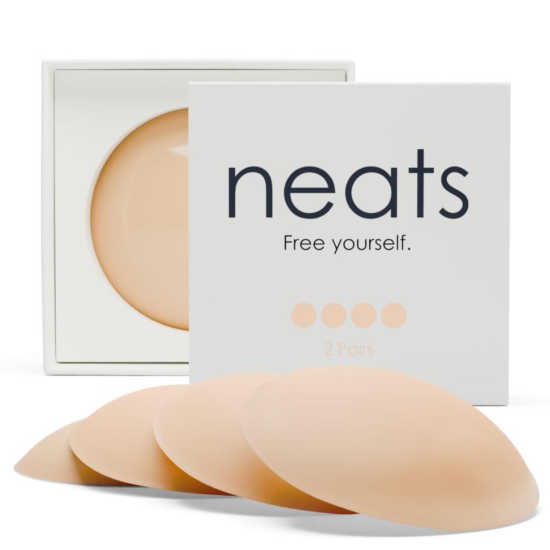 NEATS Nipple Cover - 2 pairs, Reusable Hypoallergenic Sticky Adhesive Silicone Breast Petals, Strapless Bra Nipple Pastie