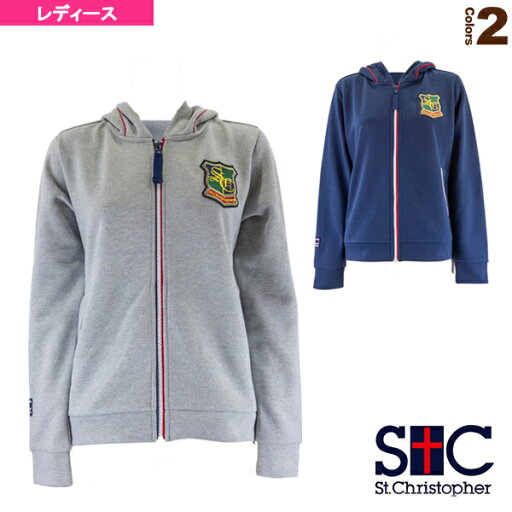 エンブレムジップアップパーカー/レディース(STC-BAW6291)《セントクリストファー テニス・バドミントンウェア(レディース)》 エンブレムジップアップパーカー/レディース(STC-BAW6291)《セントクリストファー テニス・バドミントンウェア(レディース)》