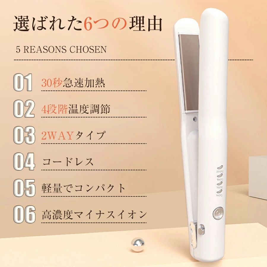 【一年保証】ヘアアイロン 前髪用 ミニ ストレートアイロン USB充電式 アイロン プ...